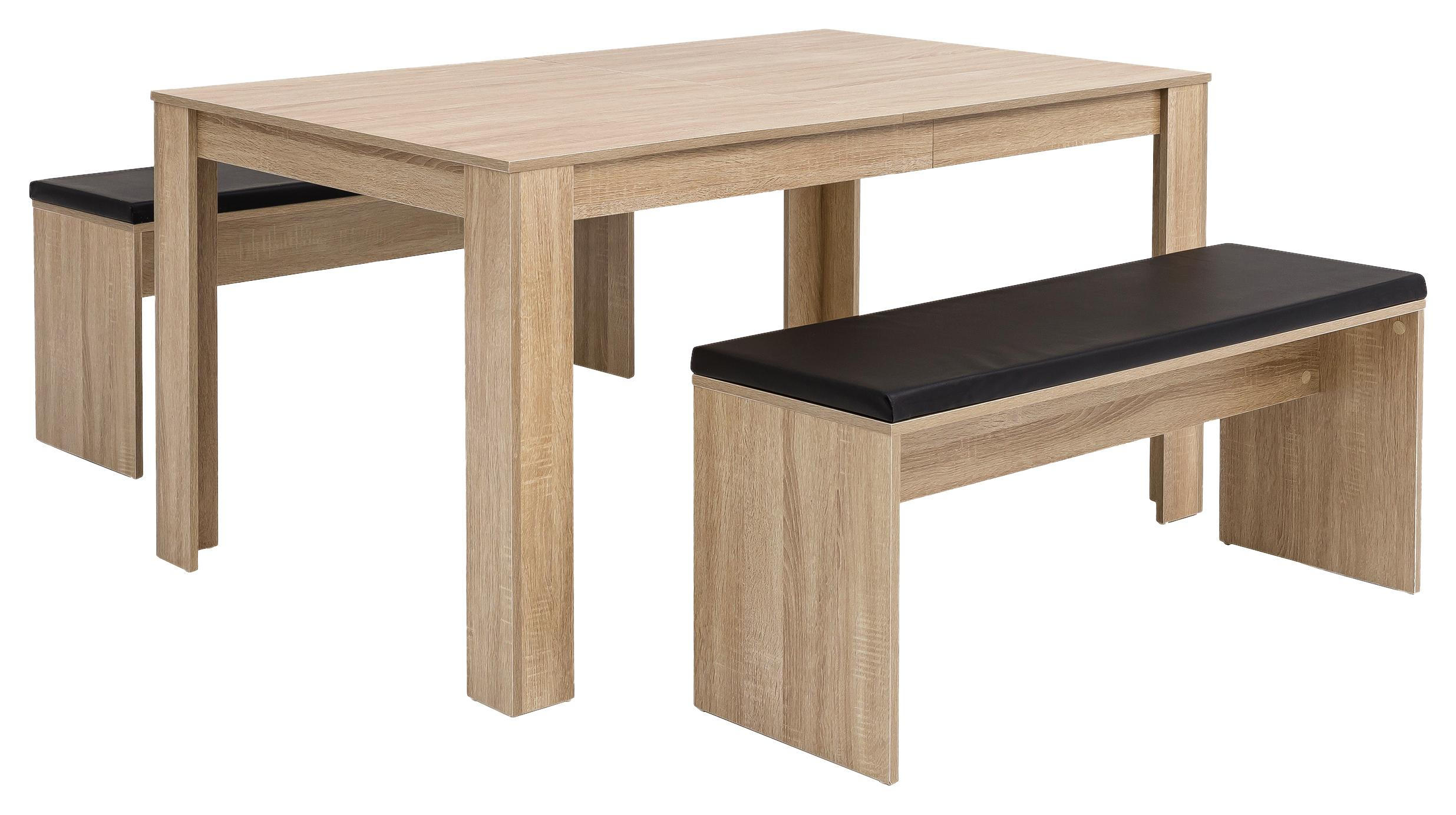 Tischgruppe in Textil, Holzwerkstoff Schwarz, Sonoma Eiche
