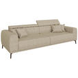 BIGSOFA Webstoff Beige  - Beige/Schwarz, KONVENTIONELL, Textil/Metall (280/80/110cm) - Carryhome