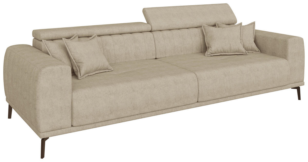 BIGSOFA Webstoff Beige  - Beige/Schwarz, KONVENTIONELL, Textil/Metall (280/80/110cm) - Carryhome