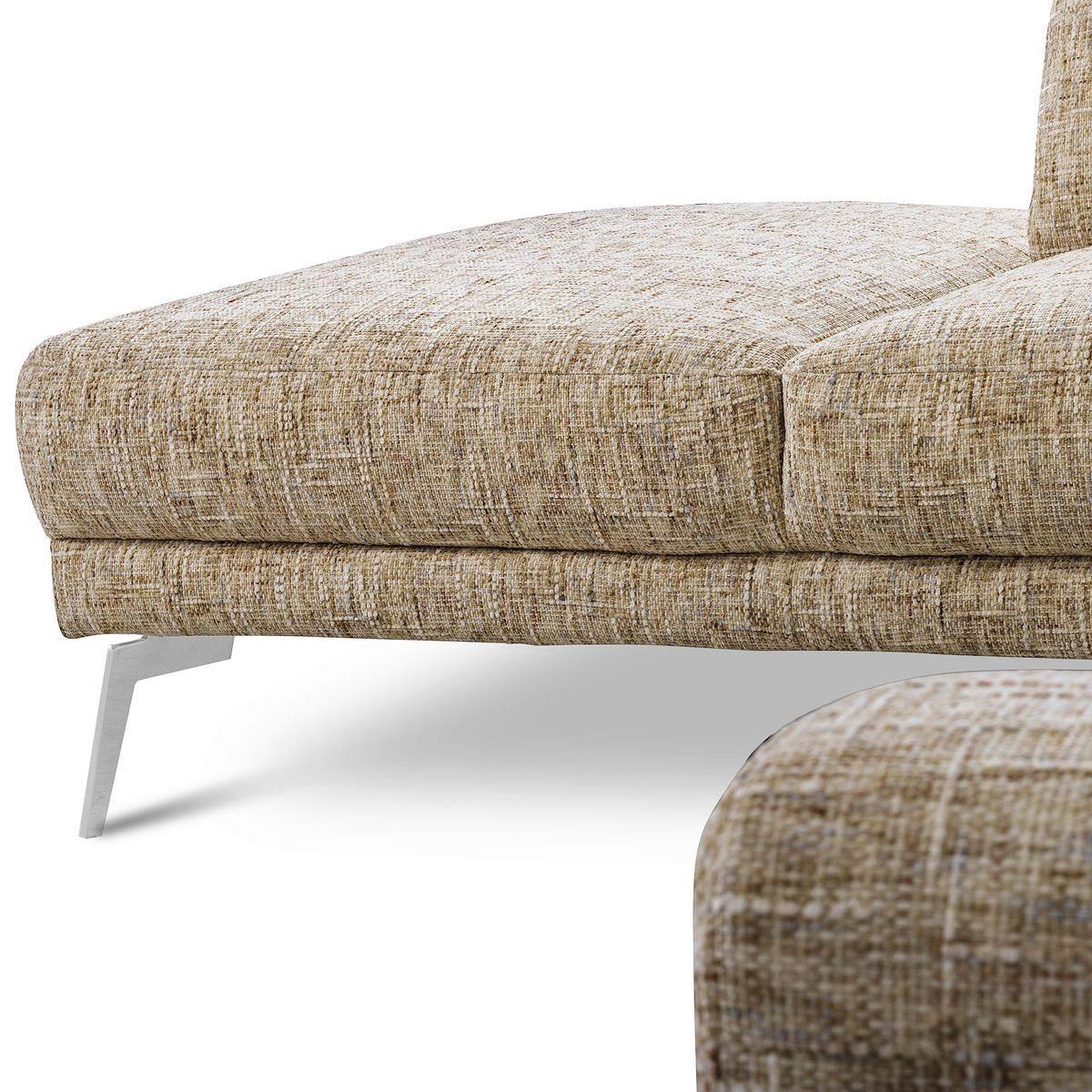 ECKSOFA  Webstoff Hellbraun  - Chromfarben/Hellbraun, Design, Textil/Metall (250/273cm) - Livetastic