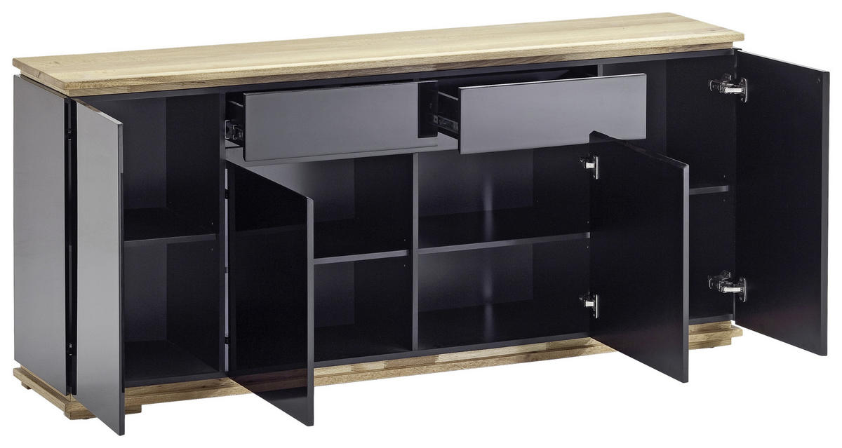 SIDEBOARD Chiaro  in 182/81/40 cm  - Eichefarben/Schwarz, Design, Holz/Holzwerkstoff (182/81/40cm)