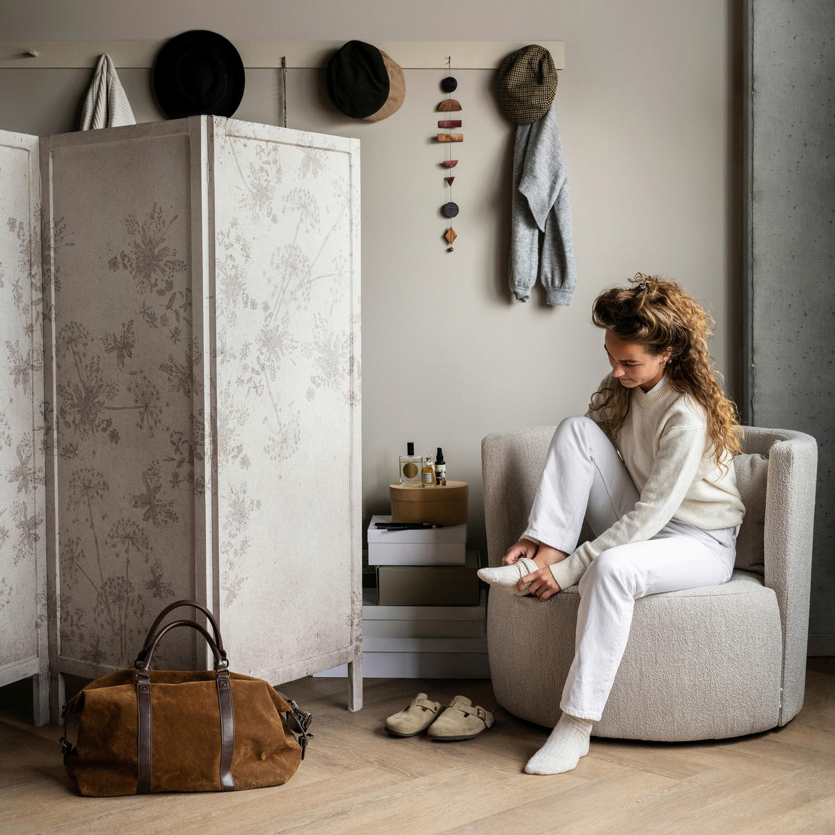 SESSEL in Bouclé Naturfarben  - Schwarz/Naturfarben, Design, Kunststoff/Textil (96/81/92cm) - Livetastic