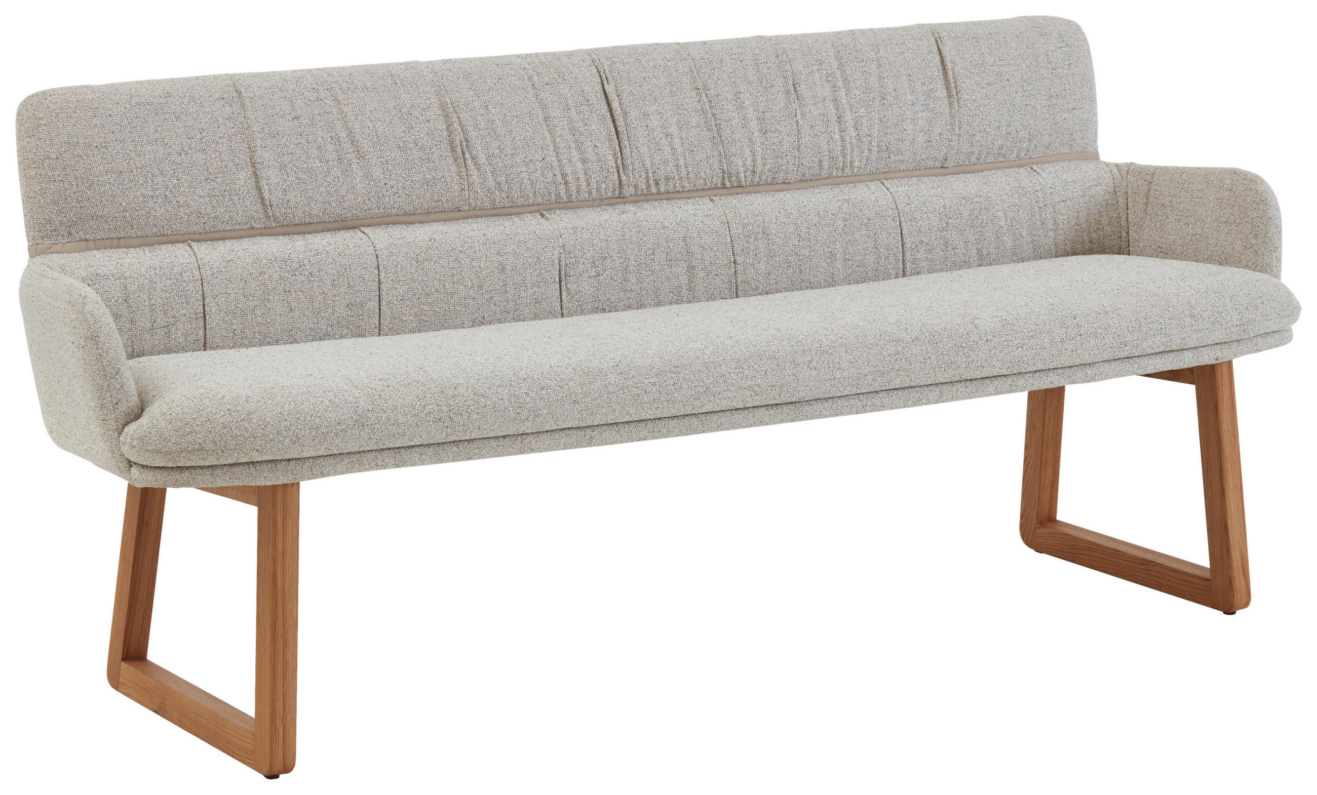 SITZBANK 200/86/68 cm Mikrofaser Naturfarben Wildeiche massiv  - Wildeiche/Naturfarben, Design, Holz/Textil (200/86/68cm) - Valdera