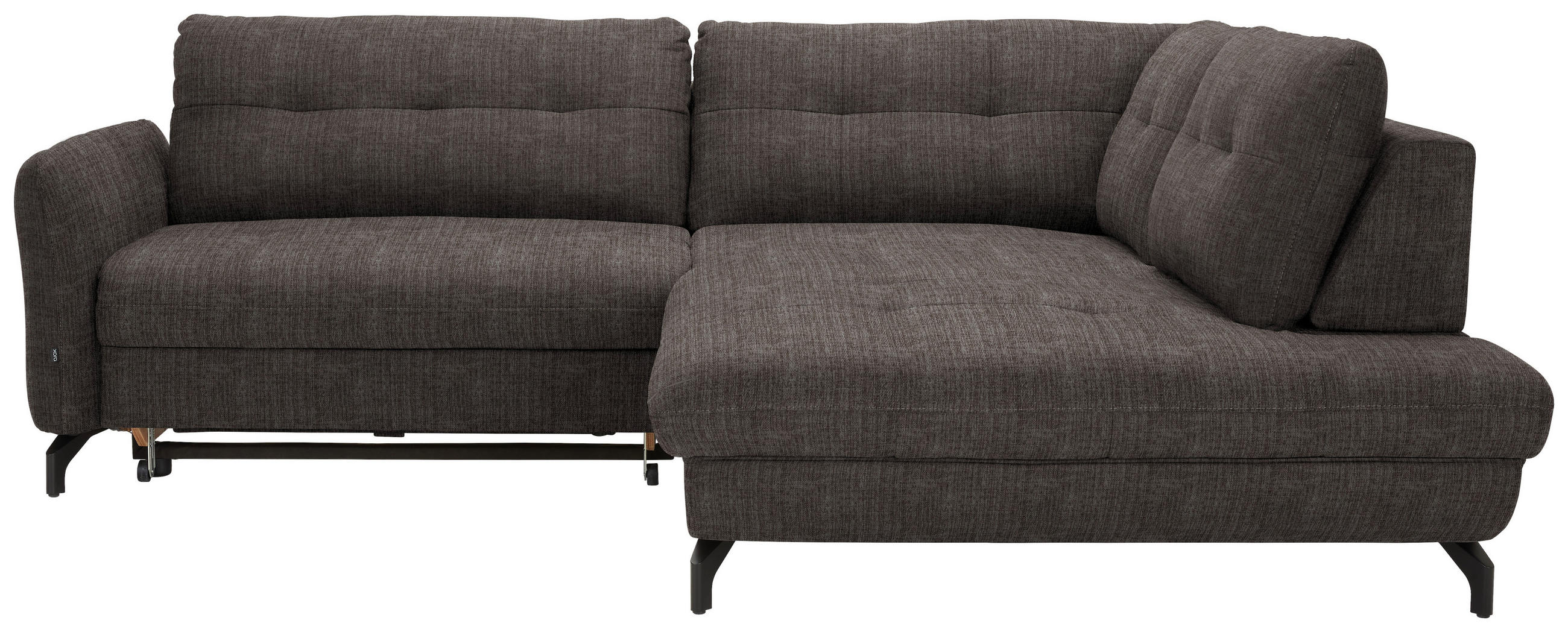 ECKSOFA in Flachgewebe, Leinenoptik Braun  247/208 cm  - Schwarz/Braun, Design, Textil/Metall (247/208cm) - Xora