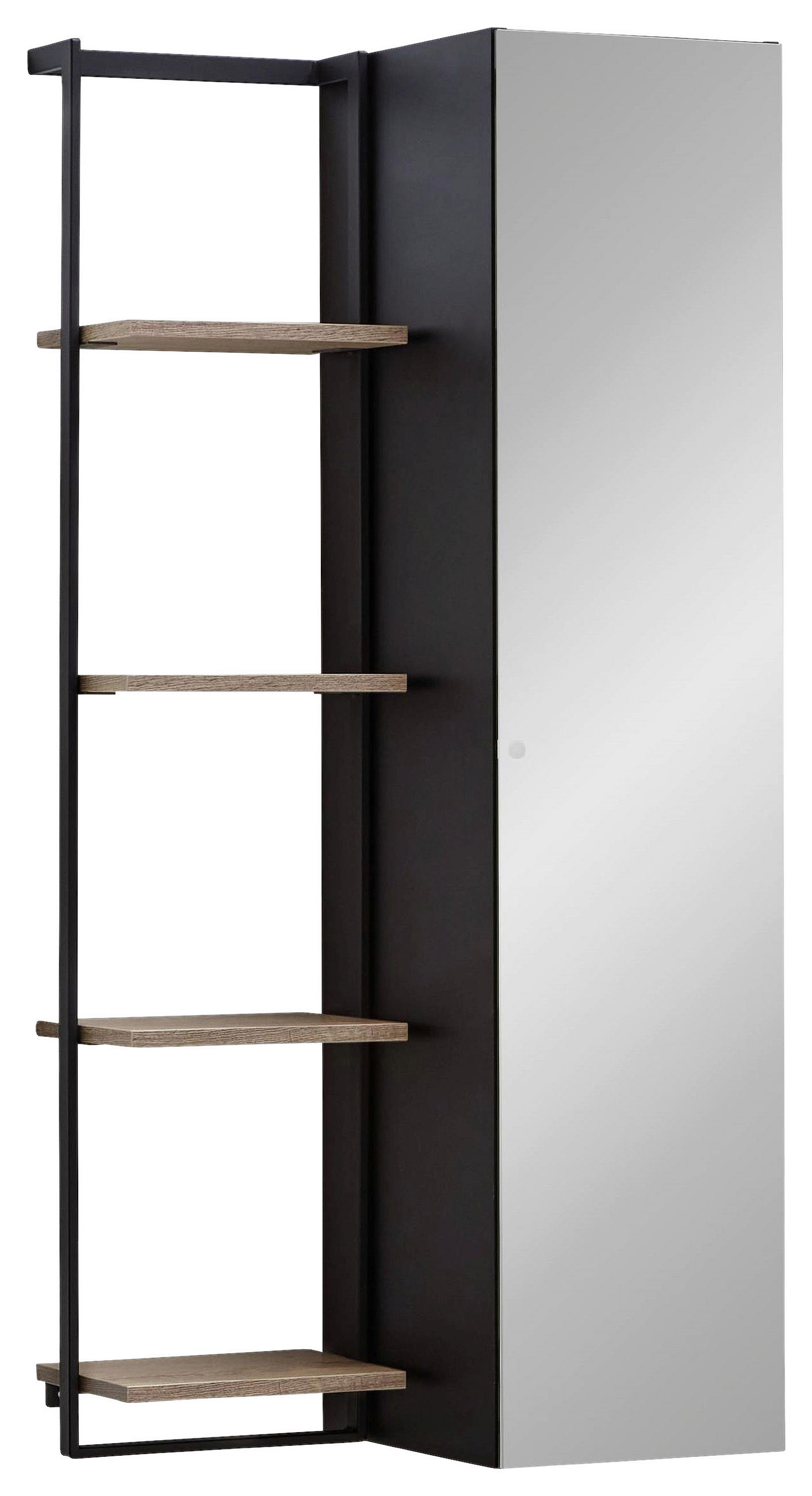 BADEZIMMERREGAL 27,9/129,6/21 cm  - Eichefarben/Schwarz, MODERN, Holzwerkstoff/Metall (27,9/129,6/21cm) - Celina Home