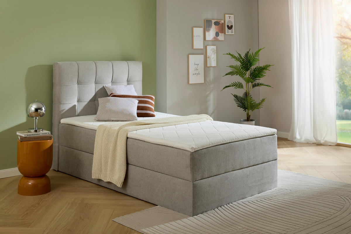 BOXBETT 120/200 cm  in Silberfarben  - Silberfarben/Schwarz, KONVENTIONELL, Kunststoff/Textil (120/200cm) - Boxxx