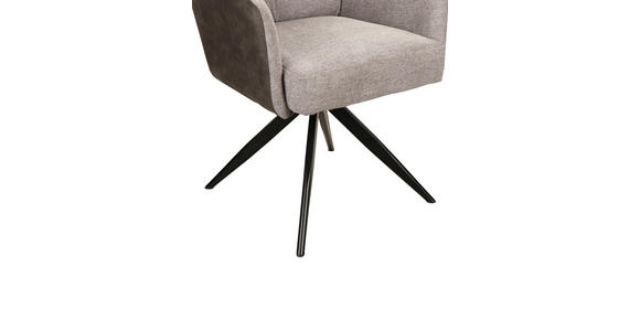 ARMLEHNSTUHL  Sitzfläche 360° drehbar Leinenoptik  - Anthrazit/Hellgrau, Design, Textil/Metall (60/93/68cm) - Novel