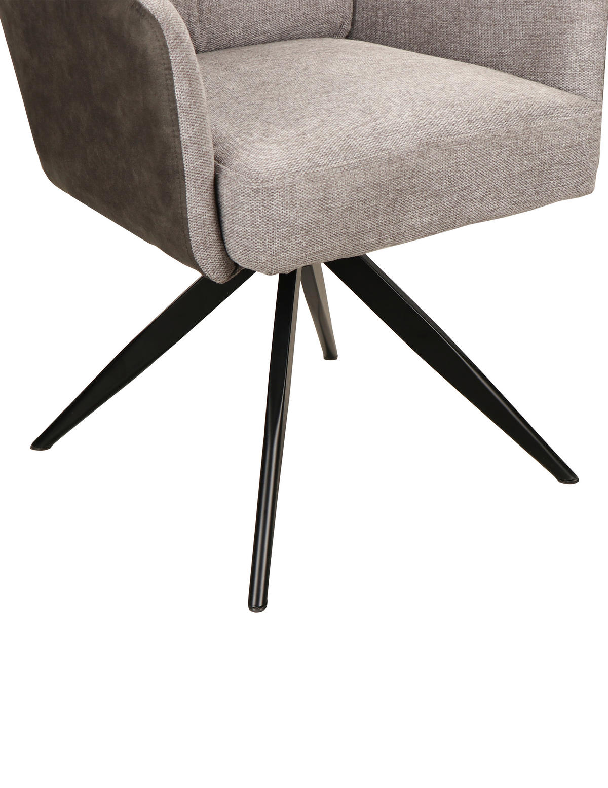 ARMLEHNSTUHL , Sitzfläche 360° drehbar , Leinenoptik  - Anthrazit/Hellgrau, Design, Textil/Metall (60/93/68cm) - Novel