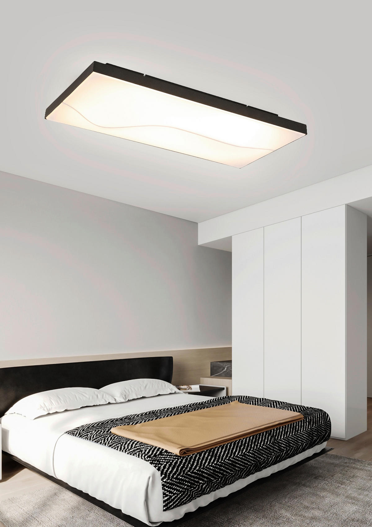 STROPNÍ LED SVÍTIDLO, 90/45/10,5 cm - černá, Design, kov/plast (90/45/10,5cm) - Novel