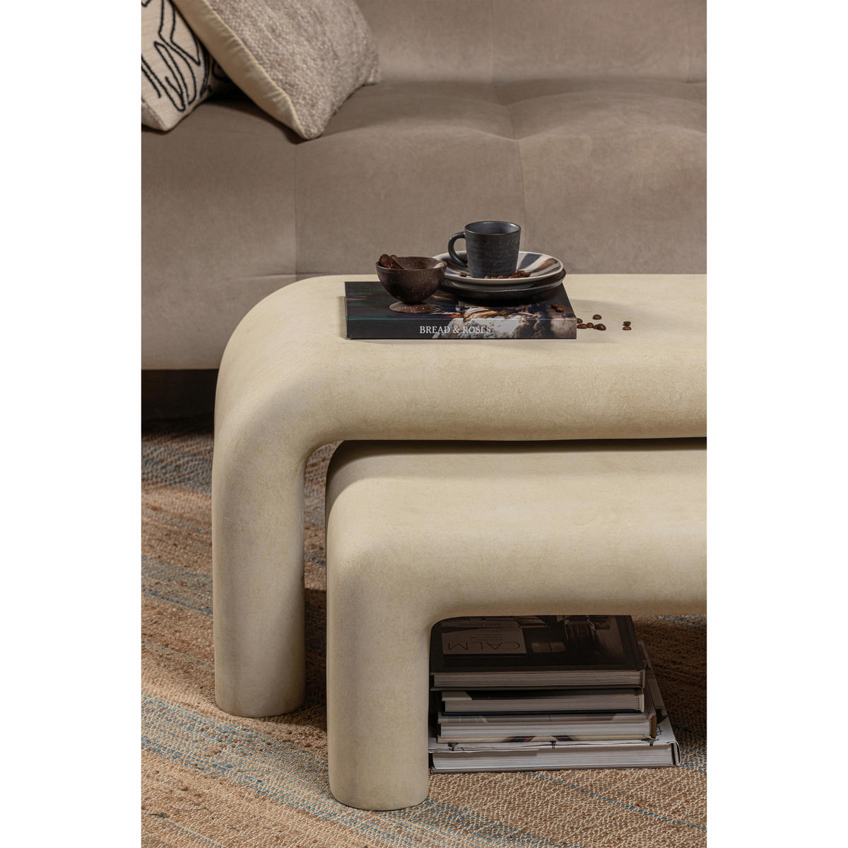 COUCHTISCHSET in Keramik  - Naturfarben, Design, Keramik - Livetastic