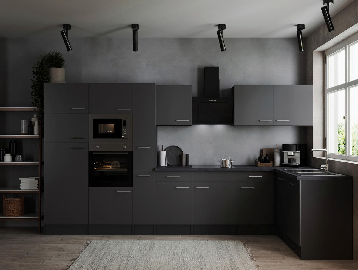 ECKKÜCHE 370/172 cm  in Grau  - Silberfarben/Grau, Design, Holzwerkstoff/Metall (370/172cm) - Respekta