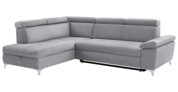 ECKSOFA Silberfarben Mikrofaser  - Chromfarben/Silberfarben, KONVENTIONELL, Textil/Metall (206/271cm) - Carryhome