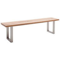 SITZBANK in Holz, Metall Eichefarben, Edelstahlfarben  - Edelstahlfarben/Eichefarben, Design, Holz/Metall (160/50/40cm) - MID.YOU