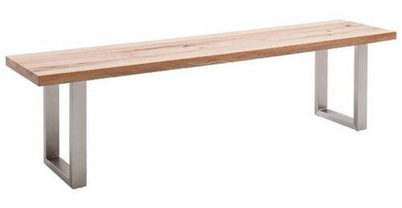 SITZBANK 160/50/40 cm Eichefarben, Edelstahlfarben Wildeiche massiv Metall - Edelstahlfarben/Eichefarben, Design, Holz/Metall (160/50/40cm) - Novel