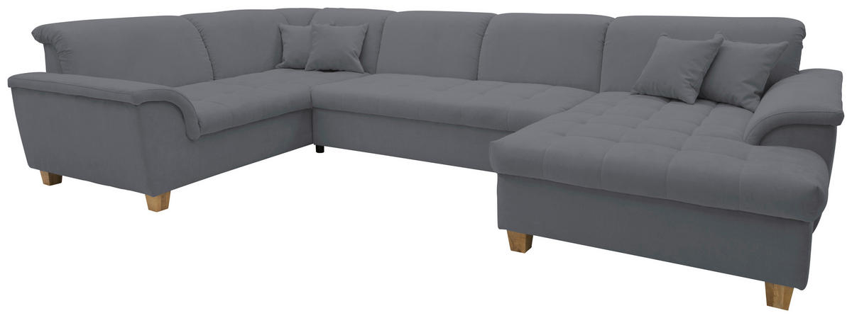 WOHNLANDSCHAFT in Mikrofaser Dunkelgrau  - Eichefarben/Dunkelgrau, KONVENTIONELL, Holz/Textil (206/344/162cm) - MID.YOU