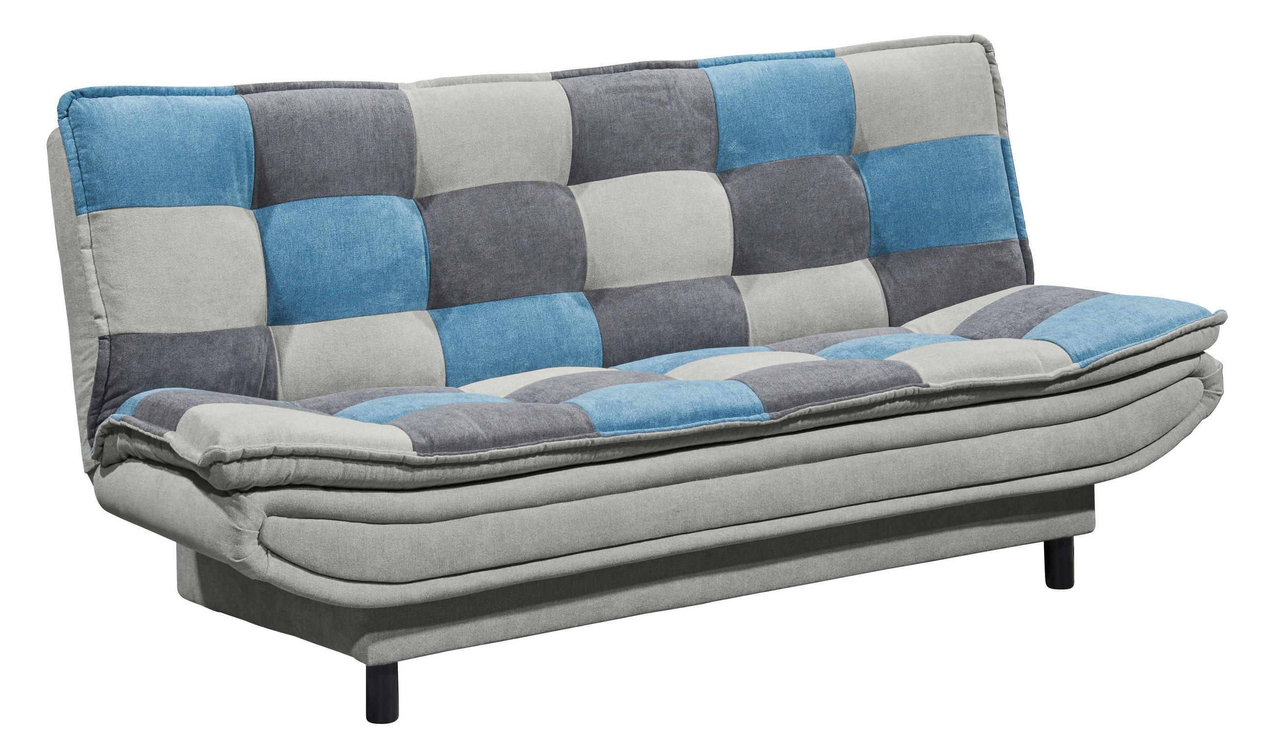 SCHLAFSOFA  in Mikrovelours Blau, Schlammfarben, Dunkelgrau  - Blau/Schlammfarben, Basics, Kunststoff/Textil (188/90/89cm) - MID.YOU