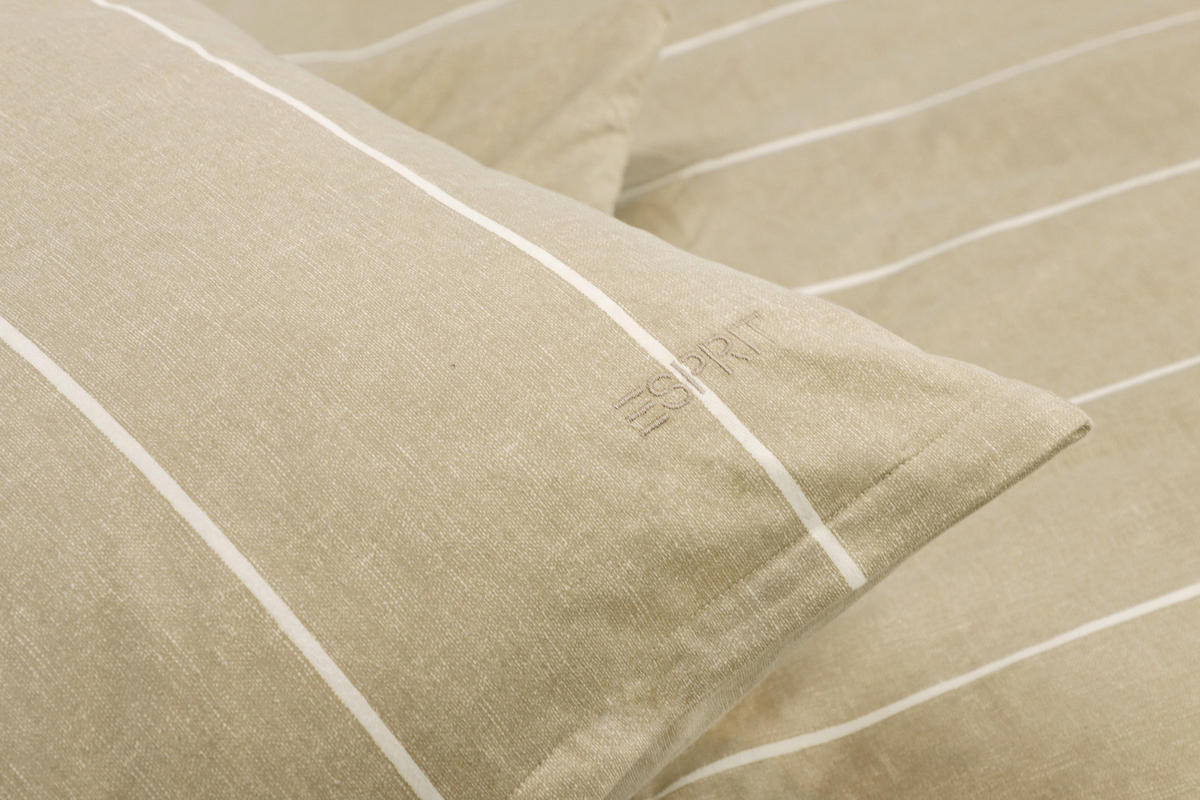 WENDEBETTWÄSCHE E-HarpStripe-F Flanell 135/200 cm  - Beige/Creme, Design, Textil (135/200cm) - Esprit