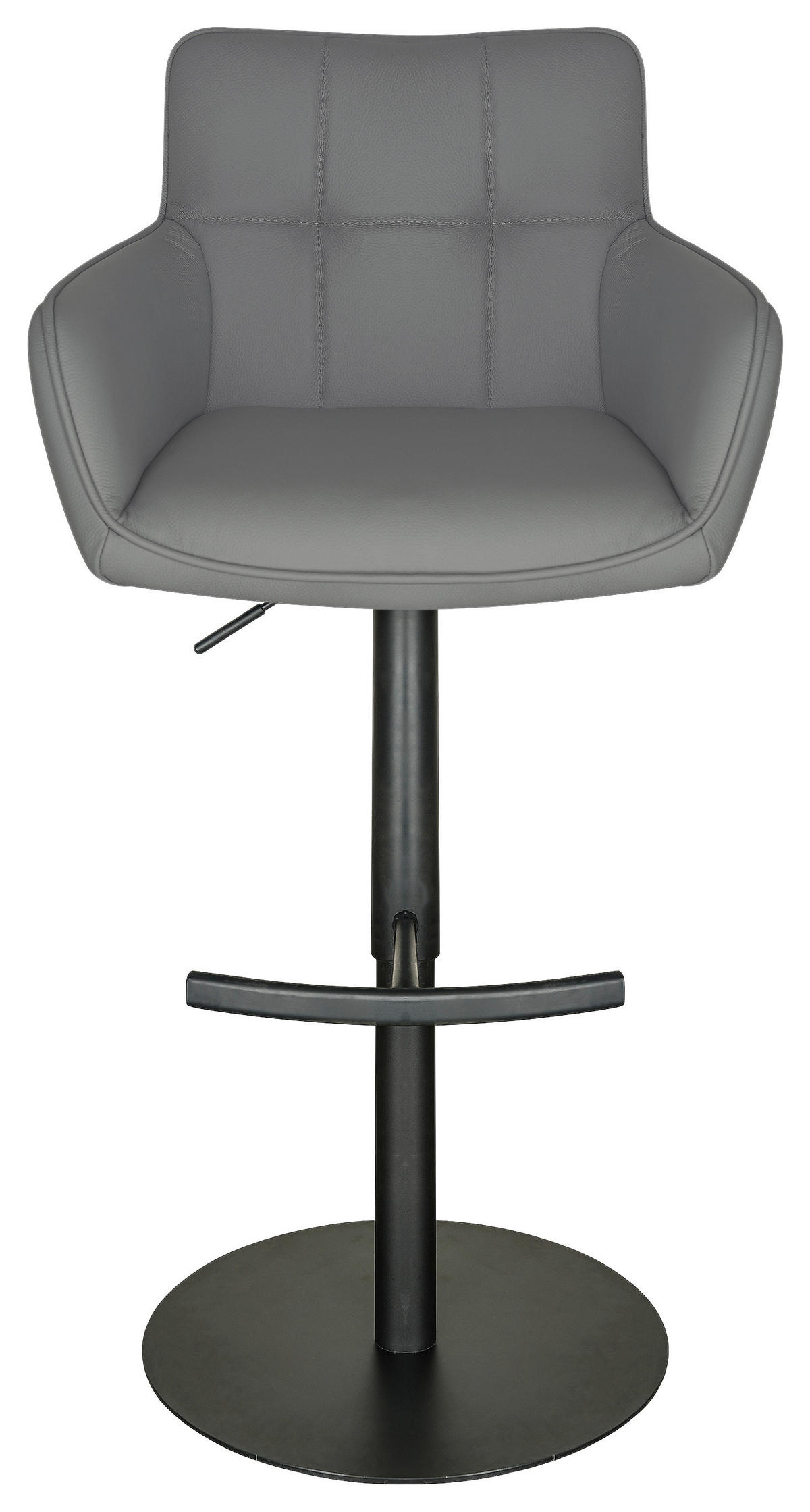 BARHOCKER in Grau, Schwarz  - Schwarz/Grau, MODERN, Leder/Metall (54,5/90/112/51,5cm) - Livetastic