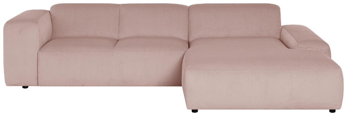 ECKSOFA in Cord Rosa  - Schwarz/Rosa, Design, Kunststoff/Textil (304/200cm) - MID.YOU