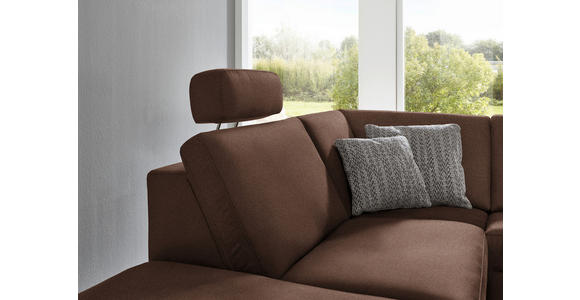 ECKSOFA in Mikrofaser Dunkelbraun  - Dunkelbraun/Alufarben, Design, Textil/Metall (242/275cm) - Dieter Knoll