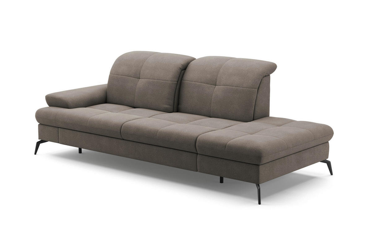RÉCAMIERE in Flachgewebe Schlammfarben  - Schlammfarben/Schwarz, Konventionell, Textil/Metall (231/90/122cm) - Sit & More