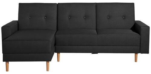 ECKSCHLAFSOFA in Flachgewebe Schwarz  - Erlefarben/Schwarz, Design, Holz/Textil (230/93/152cm) - Max Winzer