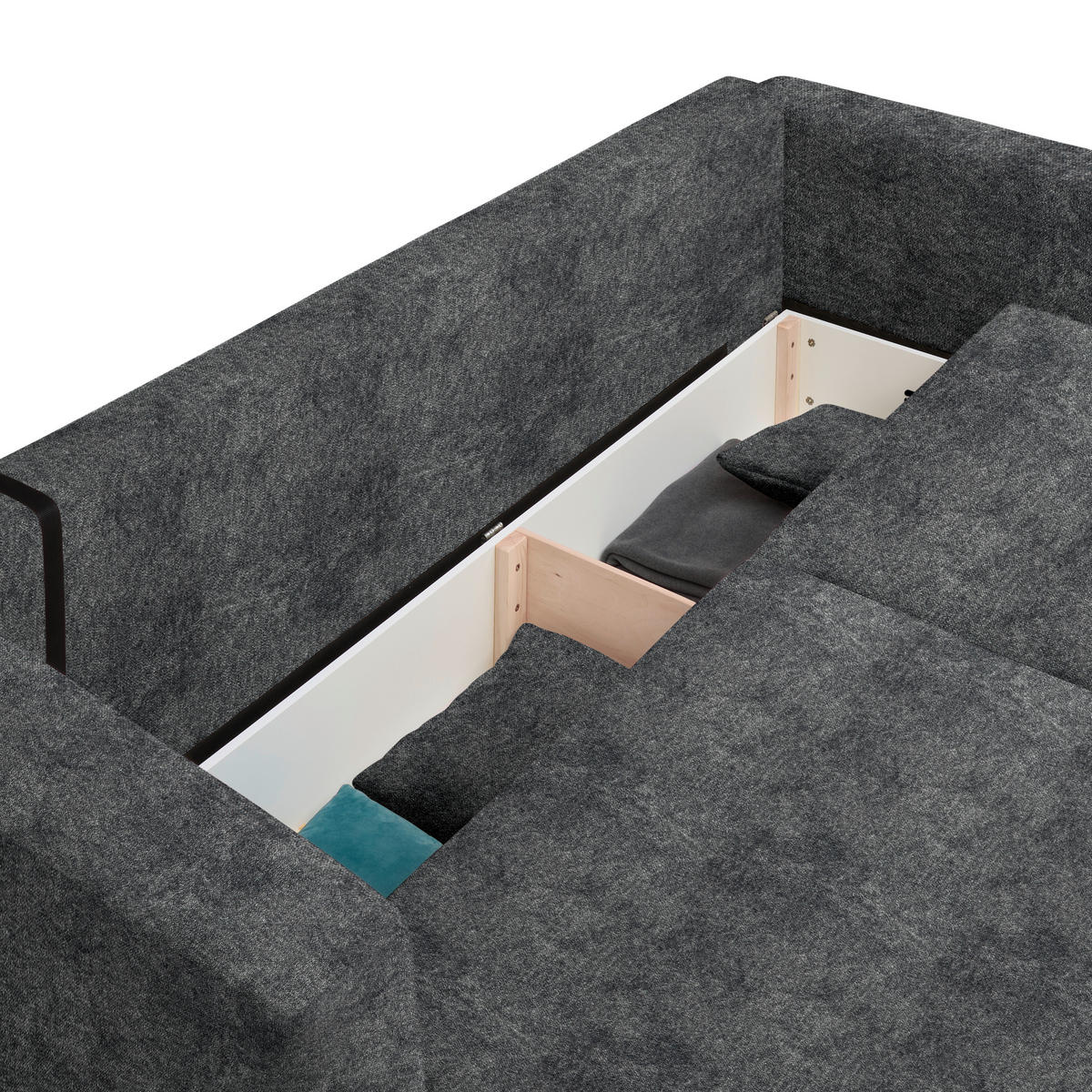 SCHLAFSOFA  mit Stoffauswahl, Schlafen auf Sitzhöhe, Rücken echt Velours Anthrazit  - Anthrazit/Schwarz, Design, Kunststoff/Textil (250/92/105cm) - Carryhome