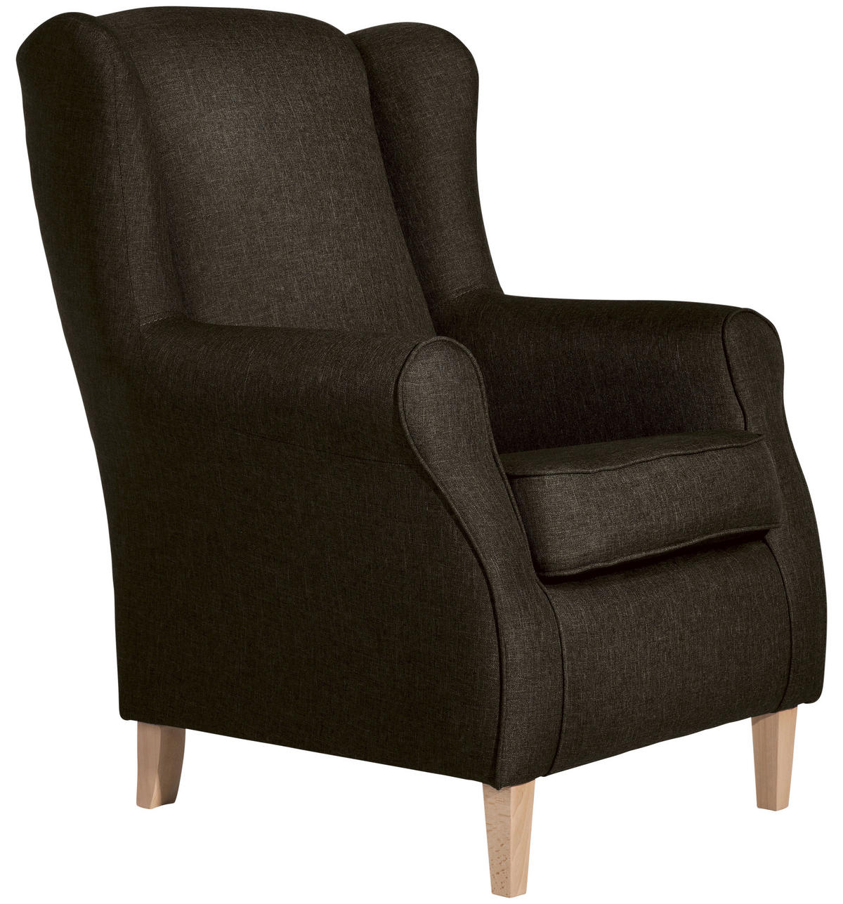 OHRENSESSEL Lesesessel Flachgewebe Braun  - Buchefarben/Braun, Design, Holz/Textil (77/103/86cm) - Max Winzer