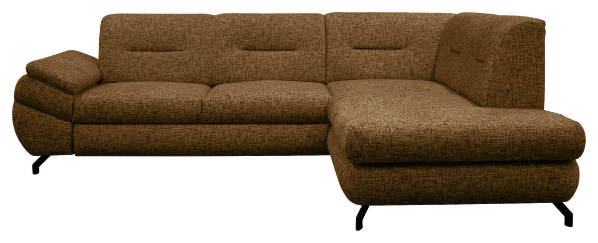 ECKSOFA in Struktur, Plüsch Braun  - Schwarz/Braun, Design, Textil/Metall (274/201cm) - MID.YOU