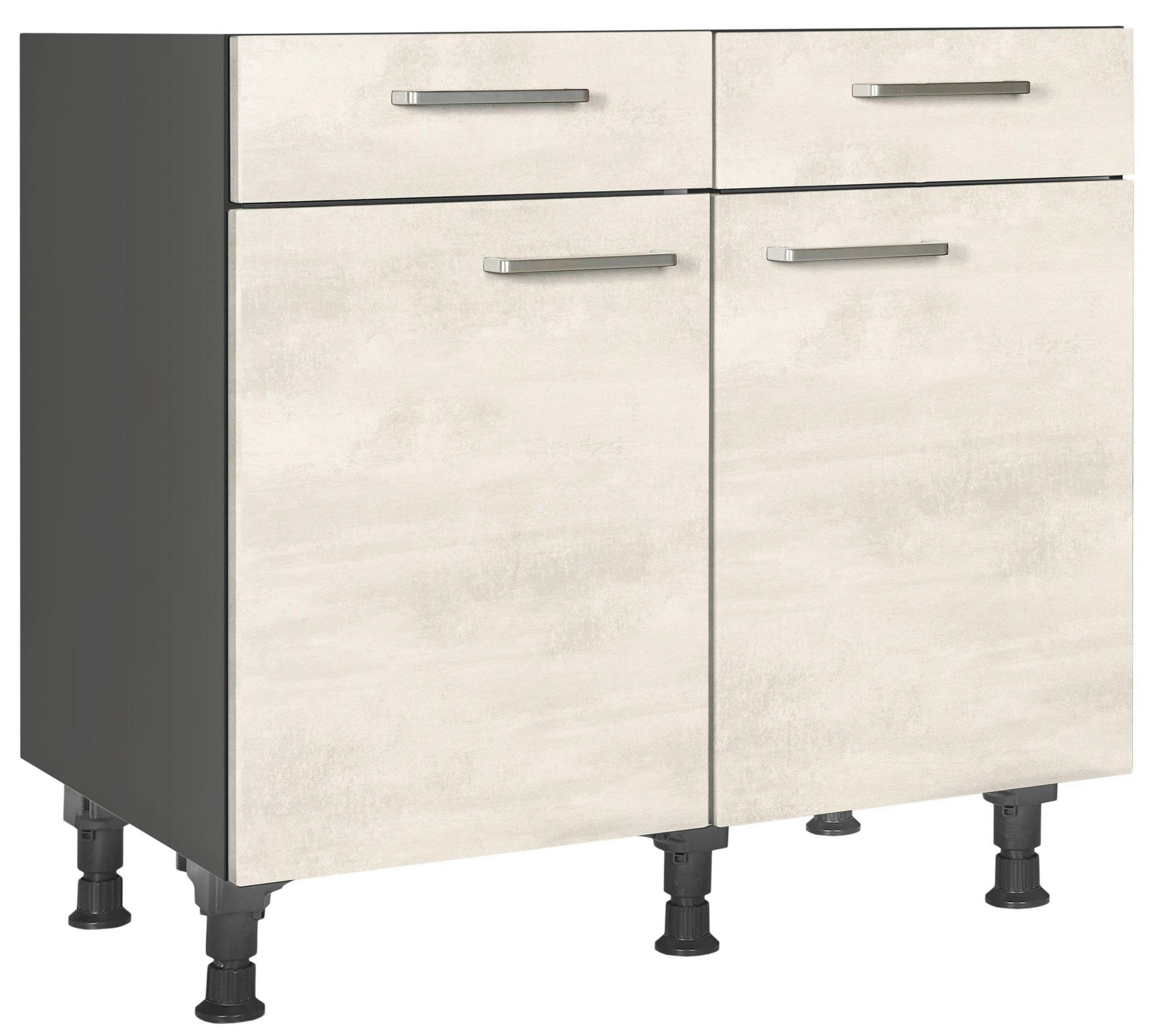 SCHUBKASTENUNTERSCHRANK 90/87/56 cm  in Weiß  - Schieferfarben/Edelstahlfarben, MODERN, Holzwerkstoff/Metall (90/87/56cm) - Nobilia