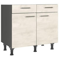 SCHUBKASTENUNTERSCHRANK 90/87/56 cm  in Weiß  - Schieferfarben/Edelstahlfarben, MODERN, Holzwerkstoff/Metall (90/87/56cm) - Nobilia