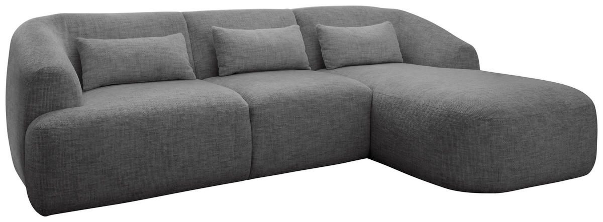 ECKSOFA in Struktur Silberfarben  - Silberfarben/Schwarz, Modern, Kunststoff/Textil (256/160cm) - Livetastic