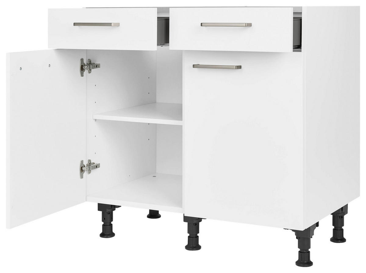 SCHUBKASTENUNTERSCHRANK 90/87/56 cm  in Weiß  - Edelstahlfarben/Weiß, MODERN, Holzwerkstoff/Metall (90/87/56cm) - Nobilia