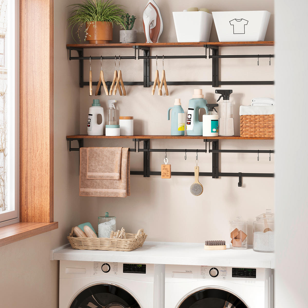 WANDGARDEROBE - Schwarz/Braun, Trend, Holzwerkstoff (40/24/24cm) - Boxxx