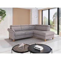 ECKSOFA GLENDALE E Silberfarben Chenille  - Eichefarben/Silberfarben, KONVENTIONELL, Holz/Textil (247/193cm) - Sit & More