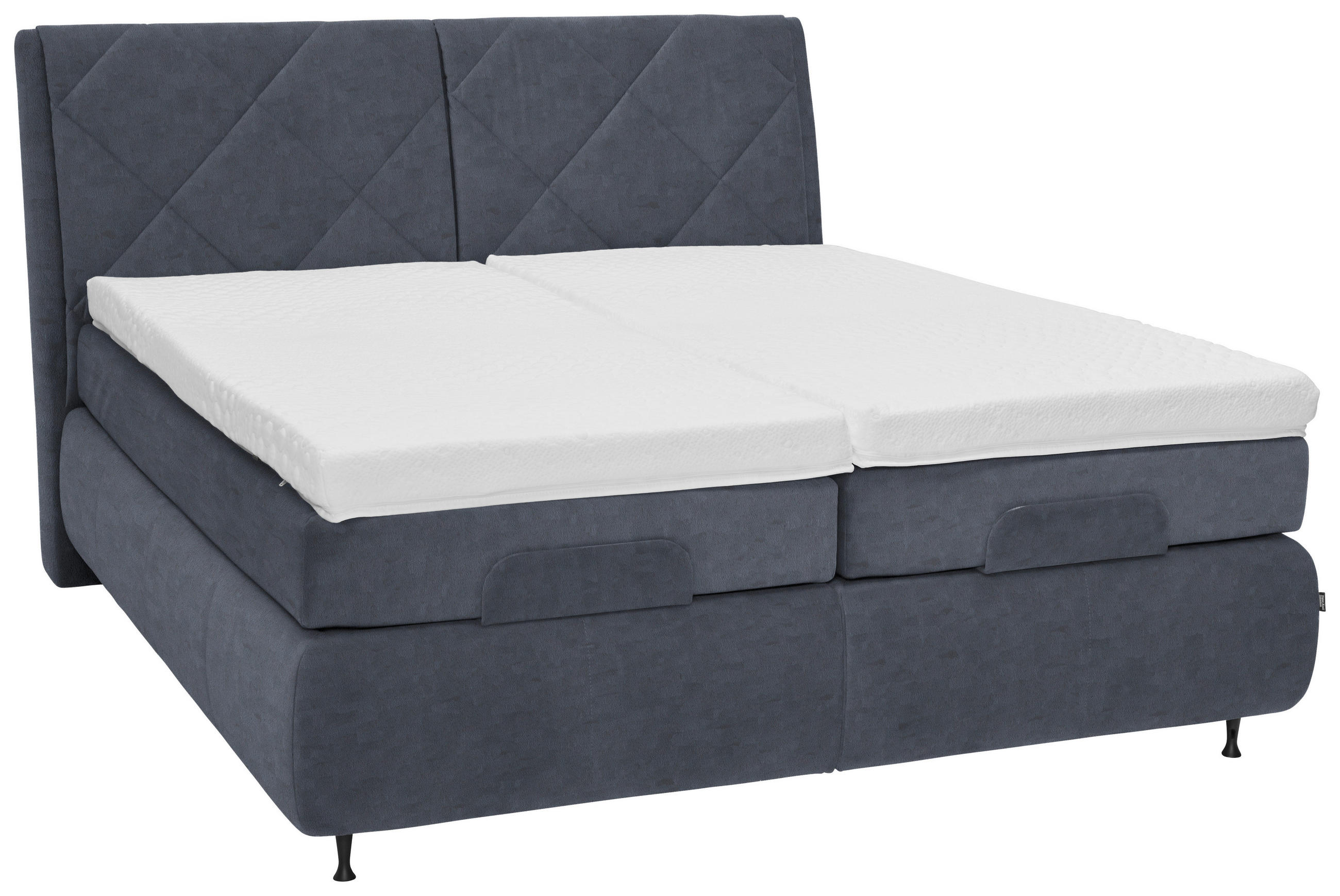 BOXSPRINGBETT 180/200 cm  in Blaugrau  - Blaugrau/Schwarz, KONVENTIONELL, Textil/Metall (180/200cm) - Dieter Knoll