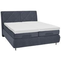 BOXSPRINGBETT 180/200 cm  in Blaugrau  - Blaugrau/Schwarz, Konventionell, Textil/Metall (180/200cm) - Dieter Knoll