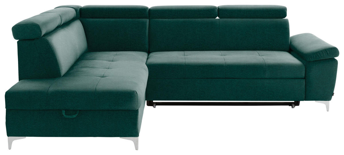 KUTNA GARNITURA tekstil  zelena   - zelena/boje kroma, Konvencionalno, tekstil/metal (206/271cm) - Carryhome