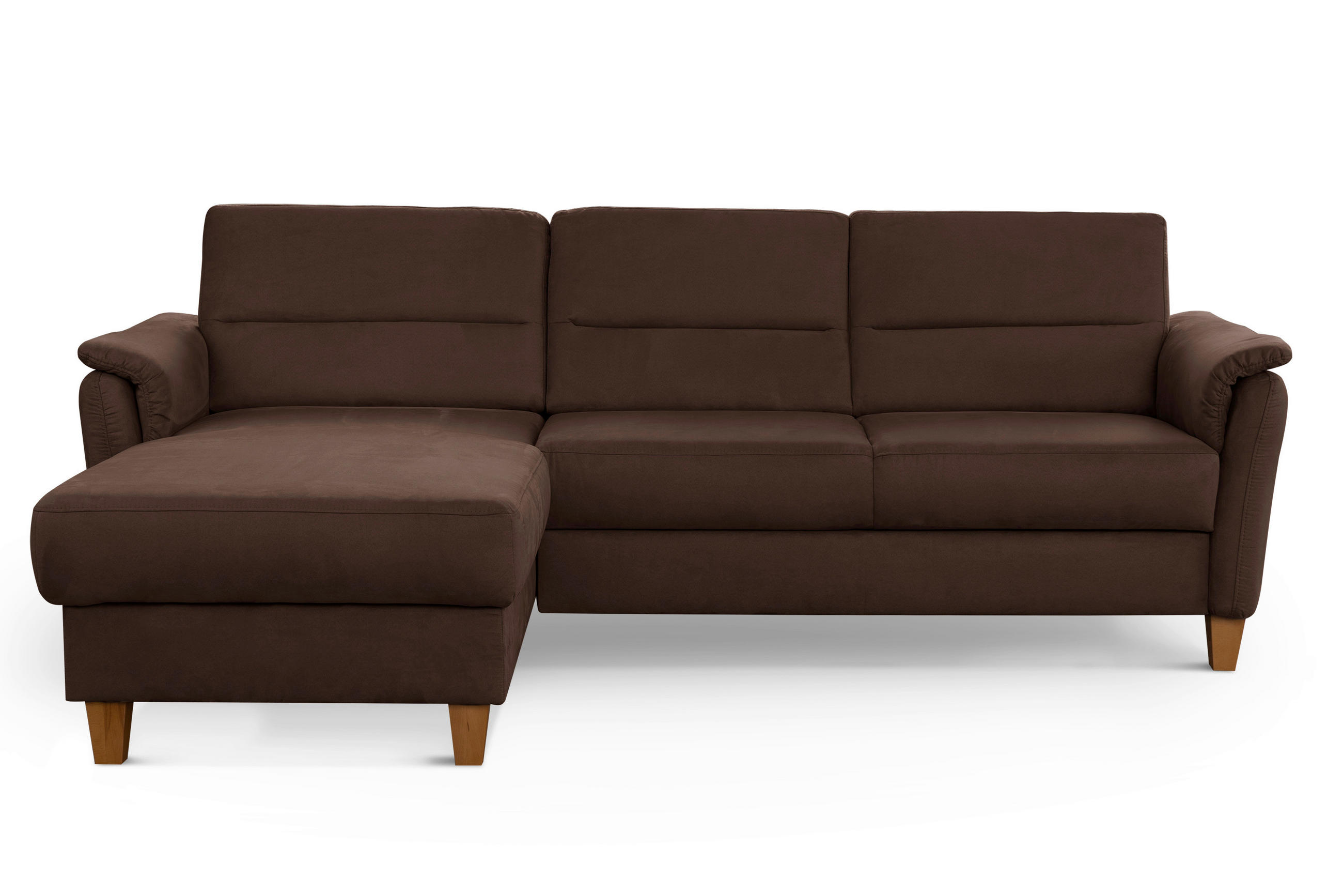 ECKSOFA in Mikrofaser Dunkelbraun  - Eichefarben/Dunkelbraun, Konventionell, Holz/Textil (163/244cm) - Sit & More