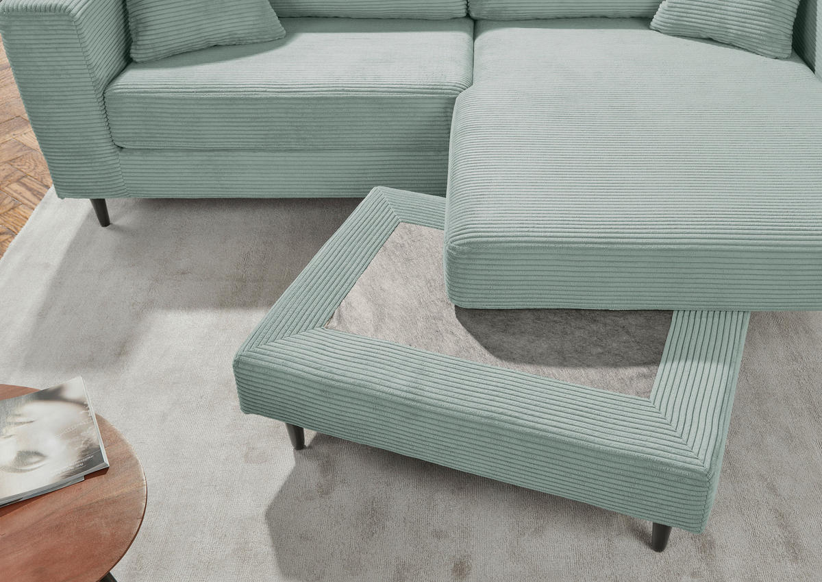 ECKSOFA in Cord Olivgrün  - Schwarz/Olivgrün, Konventionell, Holz/Textil (212/155cm) - Carryhome