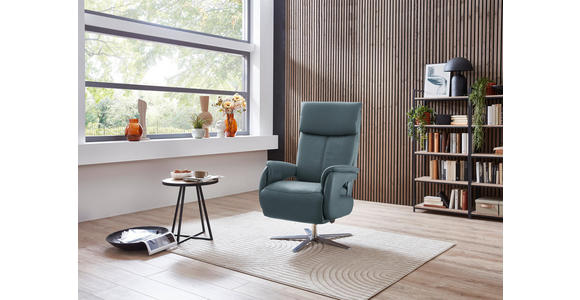 RELAXSESSEL in Leder Blaugrau - Edelstahlfarben/Blaugrau, Design, Leder/Metall (70/124/85cm) - Cantus