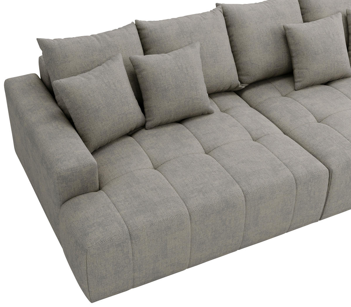 BIGSOFA ADELE in Chenille Grau  - Schwarz/Grau, Design, Kunststoff/Textil (270/85/136cm) - Livetastic