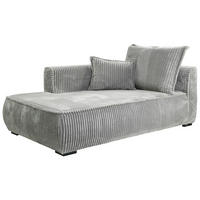 RÉCAMIERE in Cord Hellgrau  - Hellgrau/Schwarz, Design, Holz/Textil (207/75/121cm) - MID.YOU