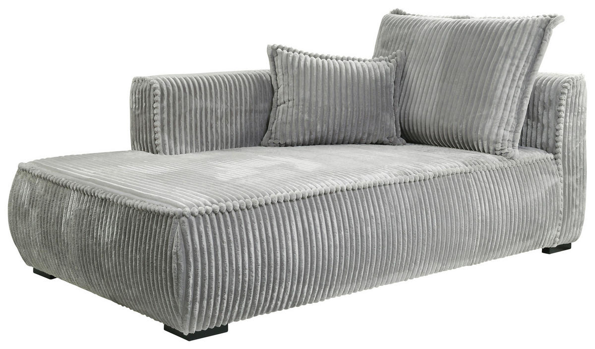 RÉCAMIERE in Cord Hellgrau  - Hellgrau/Schwarz, Design, Holz/Textil (207/75/121cm) - MID.YOU
