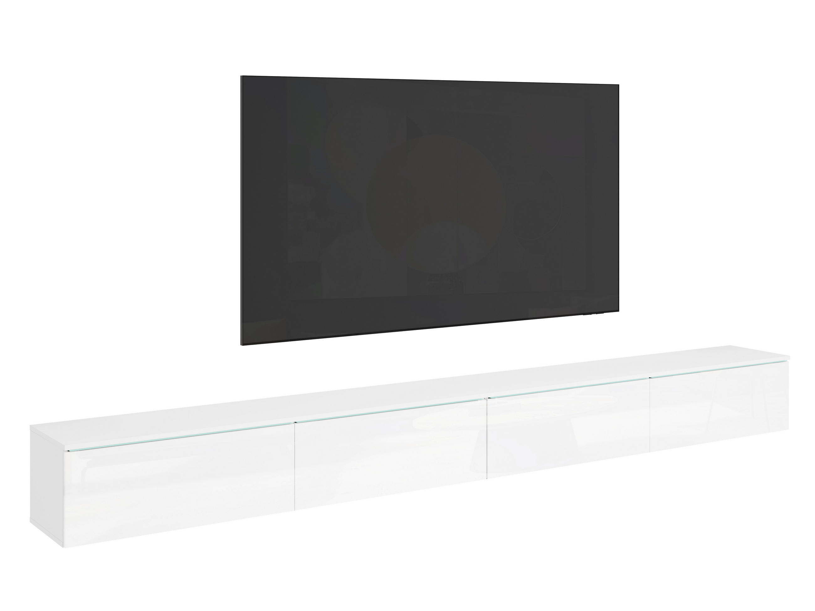 TV-SZEKRÉNY 300/32/33 cm  - magasfényű fehér/fehér, Basics, műanyag/faalapú anyag (300/32/33cm) - P & B