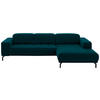 ECKSOFA in Velours Petrol  293/195 cm  - Petrol/Schwarz, Design, Textil/Metall (293/195cm) - Beldomo Style