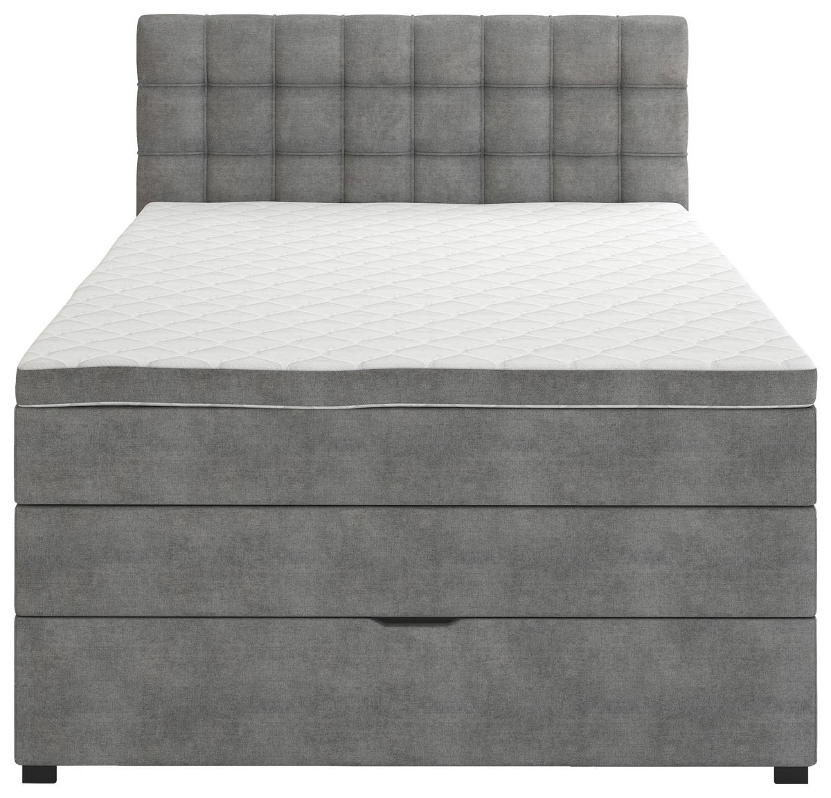 BOXSPRINGBETT 120/200 cm,  in Grau, Matratze, Bettkasten, Topper, H3 = fest  - Schwarz/Grau, KONVENTIONELL, Kunststoff/Textil (120/200cm) - Boxxx