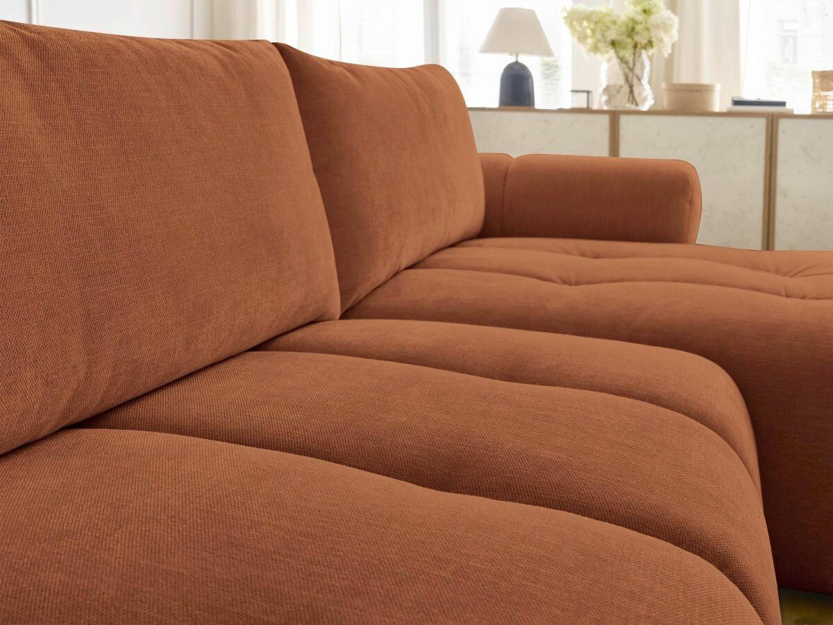 ECKSCHLAFSOFA FUJI Leinenoptik Orange  inkl.  - Schwarz/Orange, MODERN, Kunststoff/Textil (292/160cm)