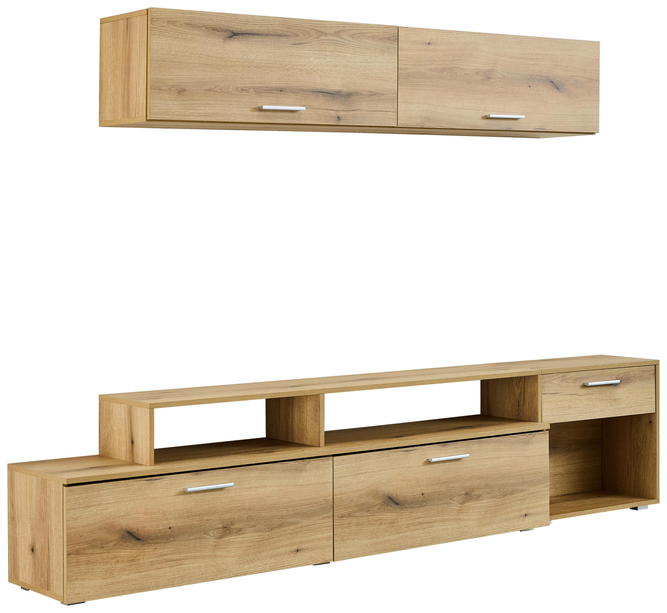 REGAL ZA DNEVNI BORAVAK boje hrasta   - srebrne boje/boje hrasta, Design, drvni materijal/plastika (247/86/36cm) - MID.YOU