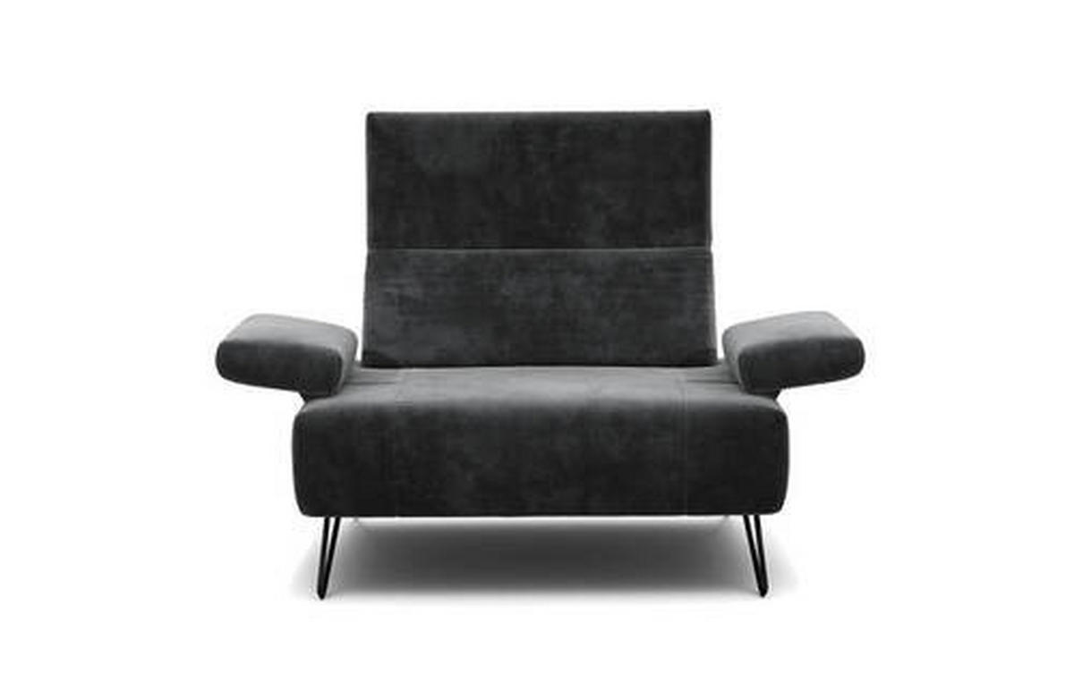 SESSEL in Samt Anthrazit  - Anthrazit/Schwarz, Design, Textil/Metall (114-142/85/86-94cm) - SENSOO